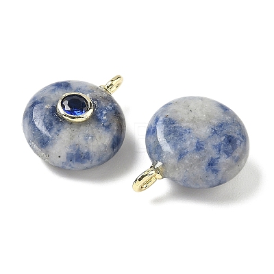 Natural Blue Spot Jasper Flat Round Pendants G-H318-01G-07-1