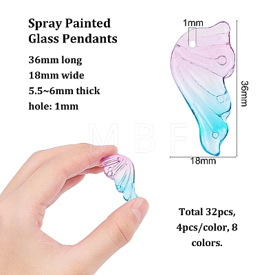 Spray Painted Glass Pendants GGLA-BC0001-003-1