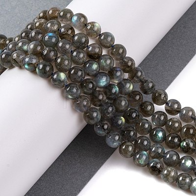 Grade AA Natural Gemstone Labradorite Round Beads Strands G-E251-33-6mm-01-1