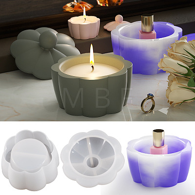 Flower DIY Silicone Candle Cup Molds DIY-P078-06-1