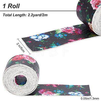 PU Leather Fabric Printing Flower Fabric AJEW-WH0034-91D-01-1