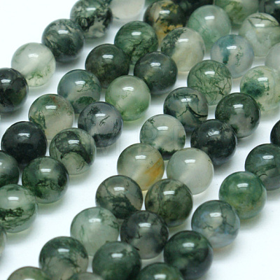 Natural Moss Agate Beads Strands X-G-I199-06-4mm-1