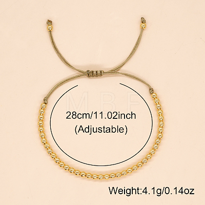Adjustable Brass Round Braided Bead Bracelets for Women MI8325-1