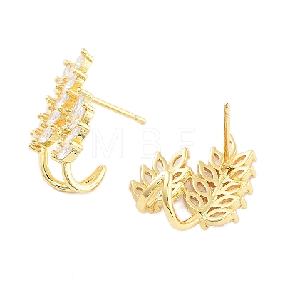 Rack Plating Leaf Brass Stud Earrings EJEW-N055-30G-RS-1