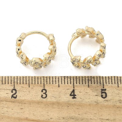 Brass Clear Cubic Zirconia Hoop Earrings EJEW-Q014-01G-1