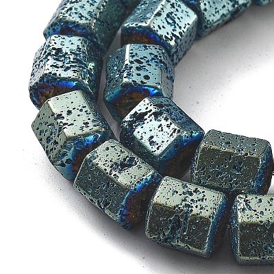 Electroplated Natural Lava Rock Beads Strands G-A251-A01-01G-1