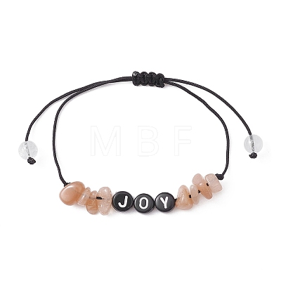 Natural Gemstone Chip Braided Bead Bracelets BJEW-JB09608-1