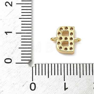 Brass Micro Pave Clear Cubic Zirconia Letter Links Connector Charms KK-I382-07G-B-1