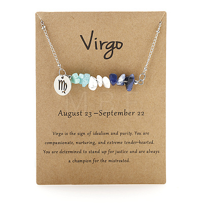 Natural Aquamarine & Sodalite & Howlite Chip & Alloy Constellation Pendant Necklaces WGB0CBC-02-1