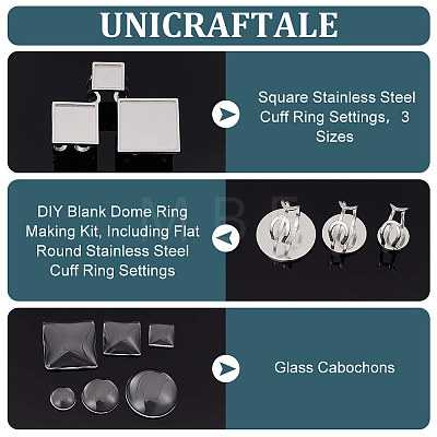 Unicraftale DIY Blank Dome Ring Making Kit STAS-UN0049-05-1