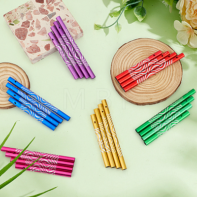 12 Sets 6 Colors Aluminium Round Tube Big Pendants FIND-MA0001-29-1