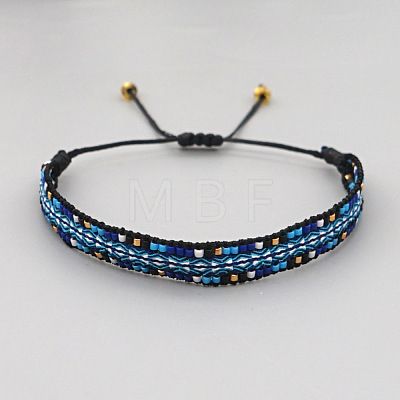 Adjustable Glass Seed Bead Braided Bracelets CW1056-2-1