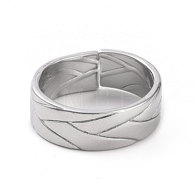 Non-Tarnish 304 Stainless Steel Grooved Cuff Ring for Women RJEW-C053-05P-1