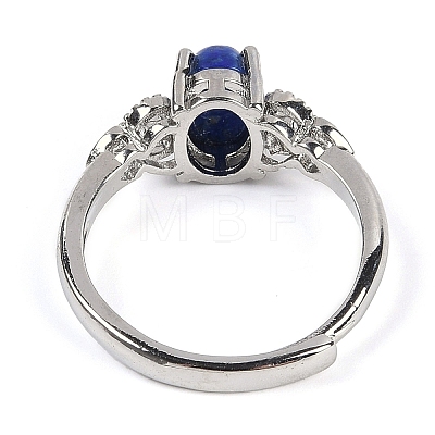 Oval Natural Lapis Lazuli Adjustable Rings RJEW-Q819-01P-03-1