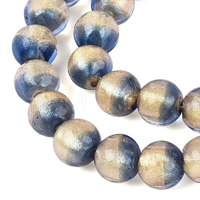 Handmade Lampwork with Gold Powder Beads Strands LAMP-N037-06A-01-1
