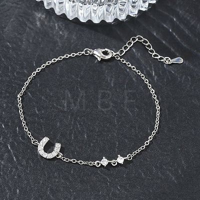 Brass Micro Pave Clear Cubic Zirconia Link Bracelets BJEW-E114-01D-P-1