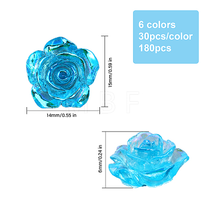 180Pcs 6 Colors Transparent Resin Cabochons CRES-CA0001-21-1