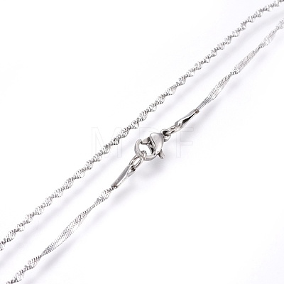 304 Stainless Steel Singapore Chain Necklaces NJEW-F248-14A-P-1