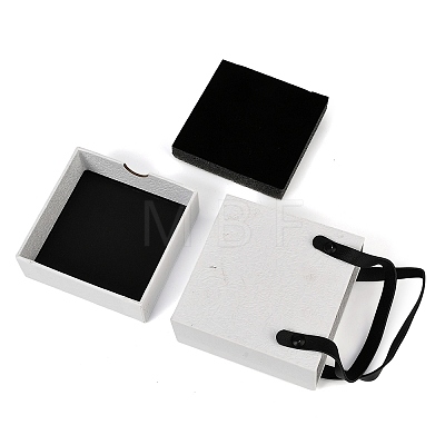 PU Jewelry Set Drawer Boxes with Square Sponge Inside and Texture Paper Rectangle Jewelry Bags LS-ABAG-B009-02B-1