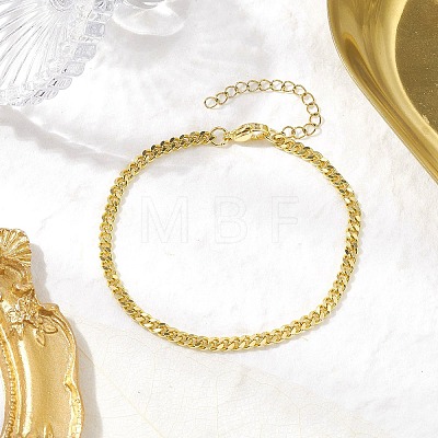 Brass Curb Chain Bracelets for Women Men BJEW-JB10273-1