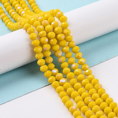 Electroplate Opaque Solid Color Glass Beads Strands EGLA-A034-P1mm-L02-1