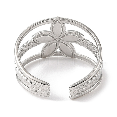 Flower 304 Stainless Steel Enamel Open Cuff Rings for Women RJEW-F166-21P-01-1