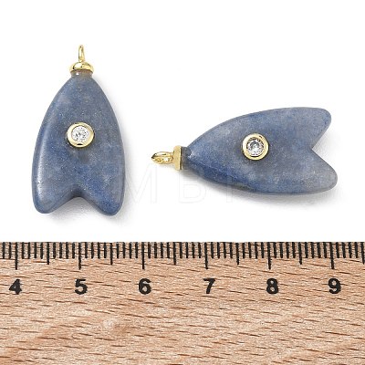 Brass & Natural Blue Aventurine(Dyed & Heated) & Cubic Zirconia Pendants GG-CBAD360-20G-05-1
