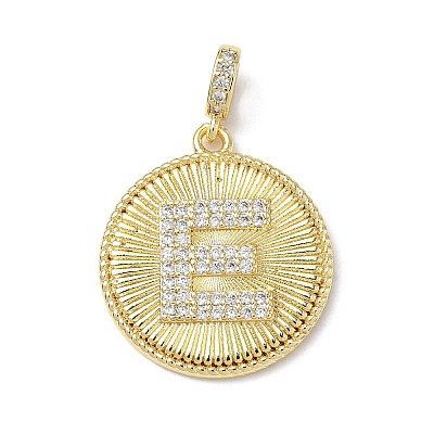 Brass Micro Pave Clear Cubic Zirconia Pendants KK-L253-17G-E-1