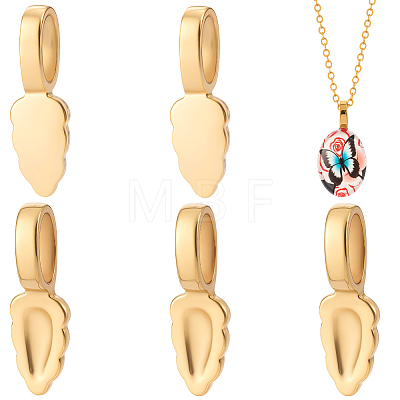 6Pcs 304 Stainless Steel Glue-on Flat Pad Pendant Bails STAS-BBC0010-76-1