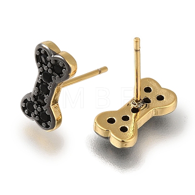 Rack Plating Brass Micro Pave Cubic Zirconia Stud Earring EJEW-C101-10G-1