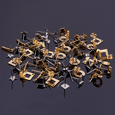304 Stainless Steel Stud Earring Components STAS-PH0004-09-1