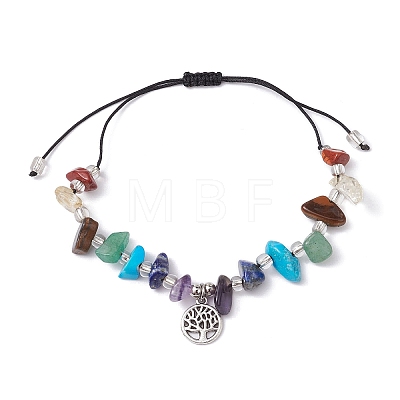 Chakra Natural & Synthetic Gemstone Braided Bead Bracelets BJEW-JB09824-1