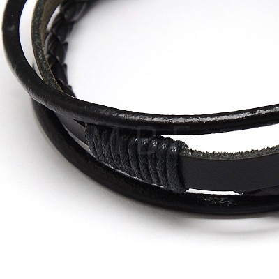 Trendy Unisex Casual Style Multi-Strand Wax and Leather Cord Bracelets BJEW-L295-03-1