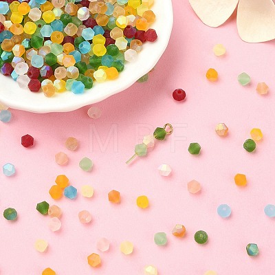 12 Strands 12 Colors Imitate Austrian Crystal Bicone Frosted Glass Beads Strands GLAA-F029-TM4mm-1