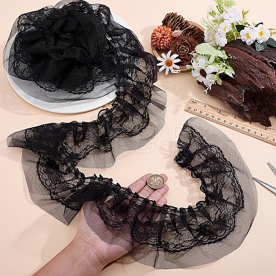 Polyester Flower Lace Ribbon OCOR-WH0105-178B-1