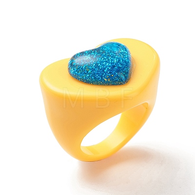 3D Resin Heart Finger Ring RJEW-JR00538-04-1