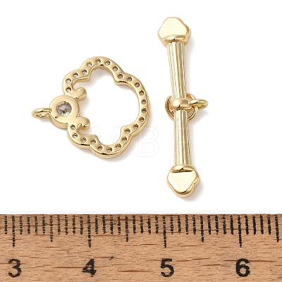 Brass Micro Pave Clear Cubic Zirconia Toggle Clasps KK-N254-76G-1