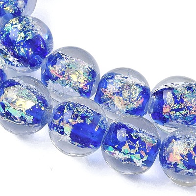 Handmade Foil Lampwork Beads Strands FOIL-K003-06B-24-1