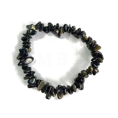 Natural Obsidian Stretch Bracelets PW-WG56138-28-1