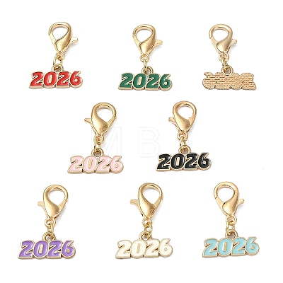 8Pcs Alloy Enamel Pendant Decorations HJEW-YW00354-1