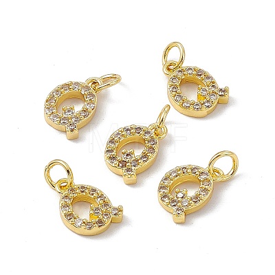 Real 18K Gold Plated Brass Micro Pave Clear Cubic Zirconia Charms KK-E068-VB452-Q-1