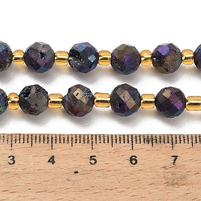 Electroplated Natural Druzy Geode Crystal Beads Strands G-F833-P01-8mm-13-1