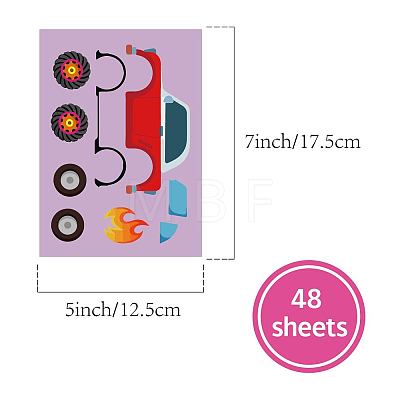 48 Sheets 8 Styles Paper Make a Face Stickers DIY-WH0467-001-1