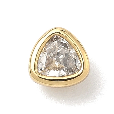 Triangle Brass Micro Pave Cubic Zirconia Cabochons KK-P345-13G-F-1