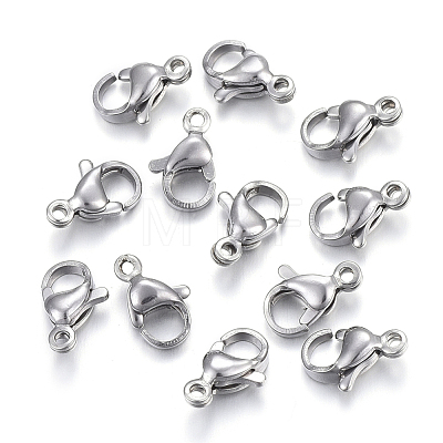 304 Stainless Steel Lobster Claw Clasps X-STAS-F182-01P-D-1