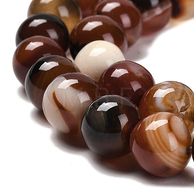 Natural Striped Agate/Banded Agate Beads Strands G-B079-A05-03C-1