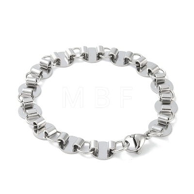 Non-Tarnish 201 Stainless Steel Flat Round Link Chain Bracelets for Women Men BJEW-I316-07A-P-1