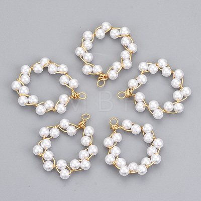 ABS Plastic Imitation Pearl Pendants KK-N235-014-1