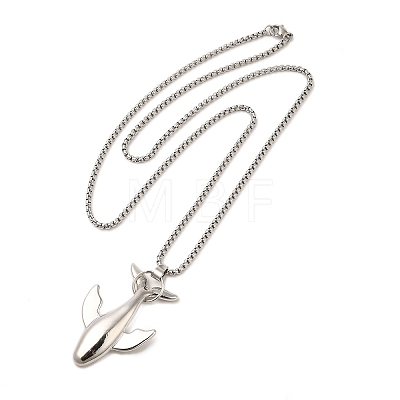 Alloy Whale Pendant Necklaces NJEW-R001-02P-1