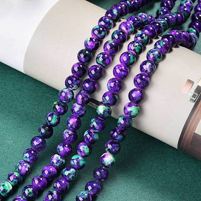 2 Strands Opaque Spray Painted Glass Beads Strands GLAA-SZ0001-50D-1
